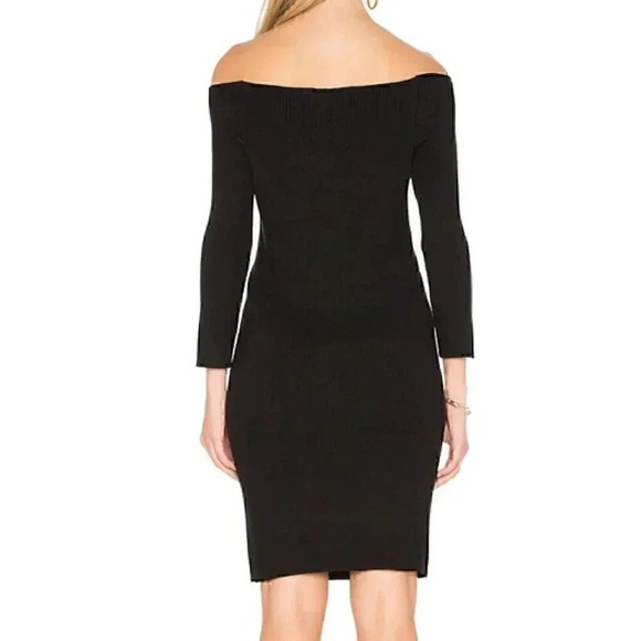NWT 525 America Off Shoulder Ribbed Mini Sweater Dress Black L - Picture 3 of 11